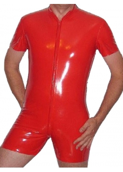 Sexy Red Wetlook Bodysuits Men