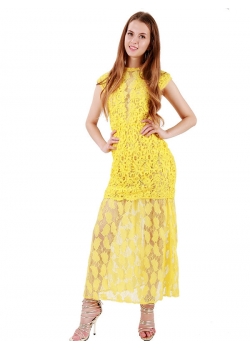 Sexy Yellow Lace Evening Dress