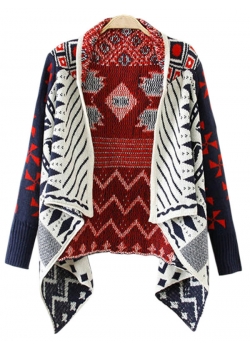 Tribal Thick Drape Cardigan Sweater