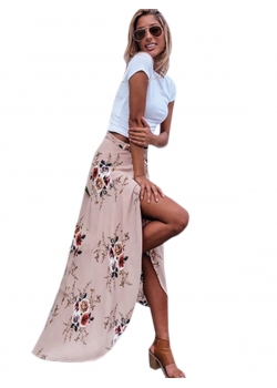 Fashion White Women Print Long Skirt