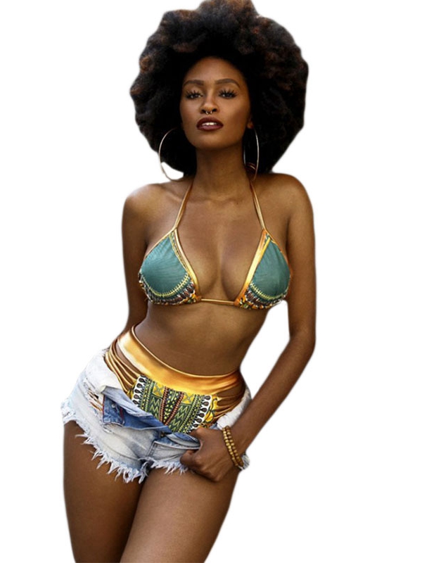 African Print Bikini High Waist Swimsuit