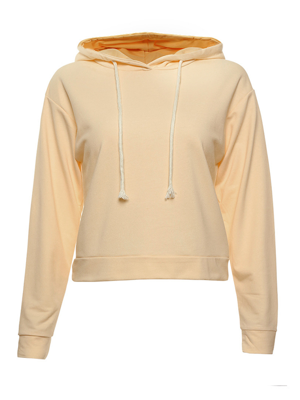 Apricot Long Sleeve Girl Crop Hoodies