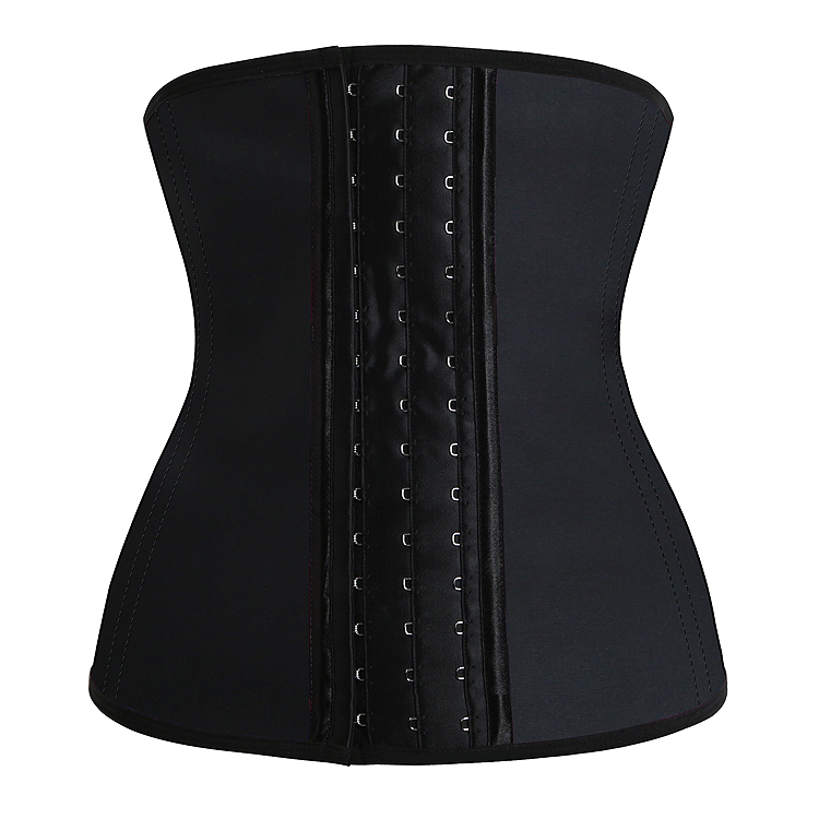 Black Latex Large 9 Steel Boned Waist Cincher Corset