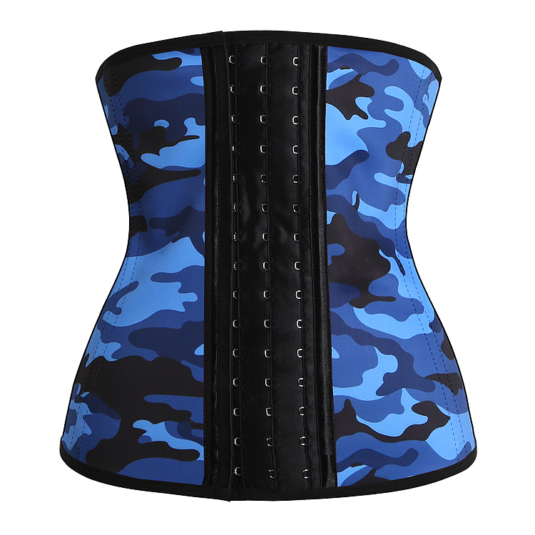 Blue Latex Large 9 Steel Boned Waist Cincher Corset