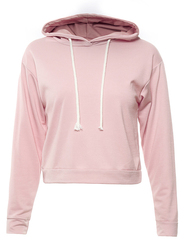 Pink Long Sleeve Girl Crop Hoodies