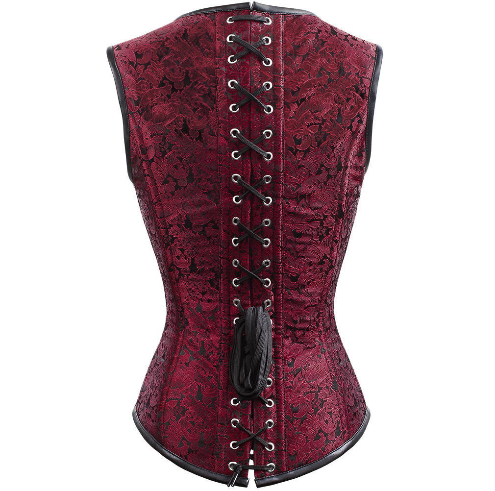 Wine Red 12 Steel Bone Metal Buckle Overbust Corset Tank Tops