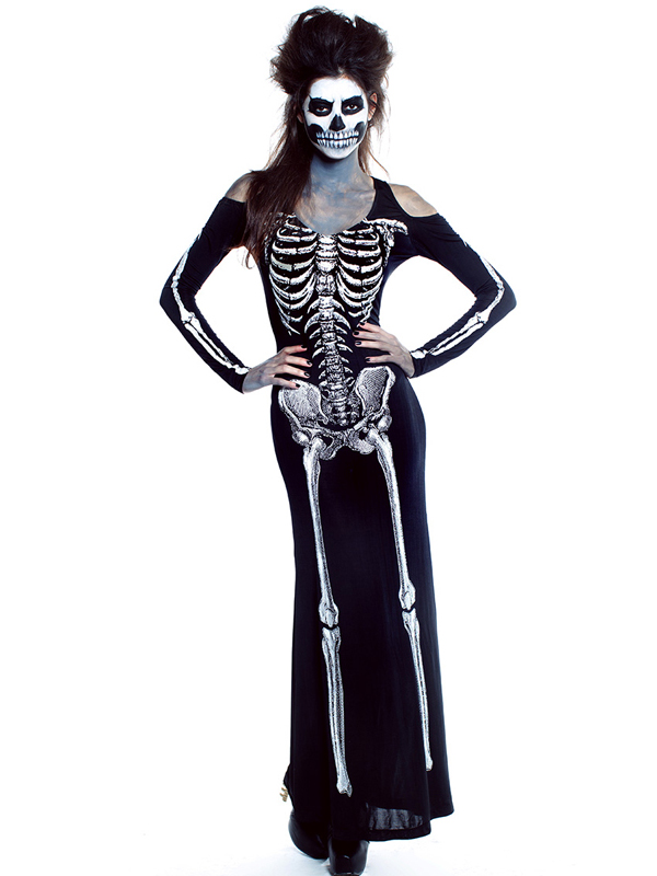 Women Skeleton Printed Halloween Costume