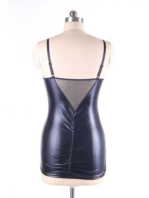 XL&3XL&5XL Sexy Open Cup Vinyl Dress