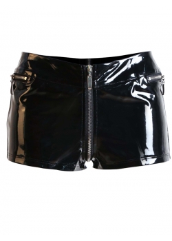 Black Sexy Wetlook Close-Fitting Zipped Pant