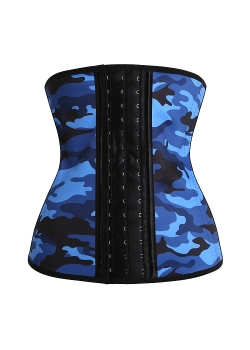 Blue Latex Large 9 Steel Boned Waist Cincher Corset