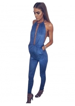 Blue Sexy Women Jumpsuit