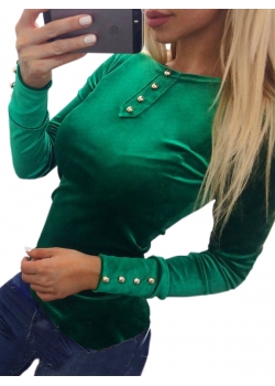 Green Long Sleeve Women Blouses