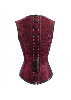 Wine Red 12 Steel Bone Metal Buckle Overbust Corset Tank Tops