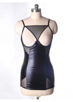 XL&3XL&5XL Sexy Open Cup Vinyl Dress