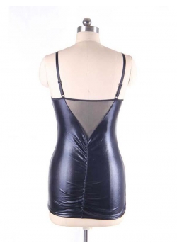 XL&3XL&5XL Sexy Open Cup Vinyl Dress