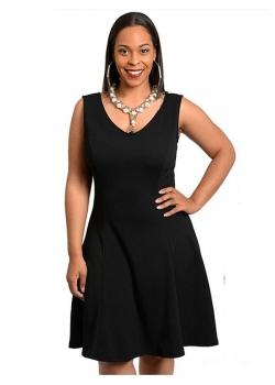 XXL-6XL Necklace Tie Black Tight Waist Plus Size Dress