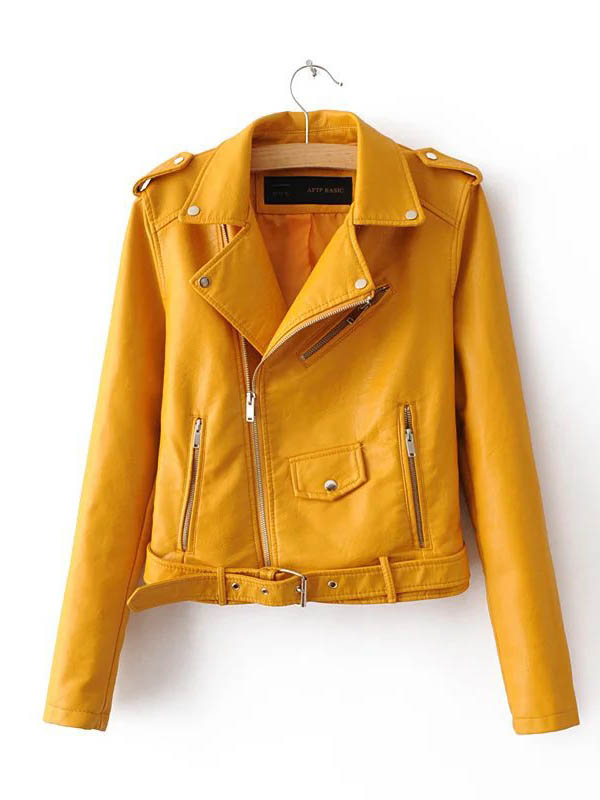  Fashion Women Zipper Slim Coat