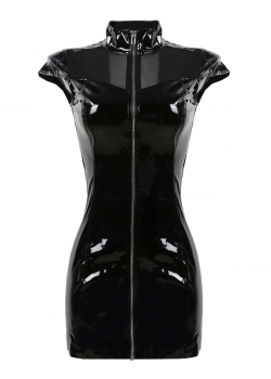 Black Fashion Leather Zipper Dress