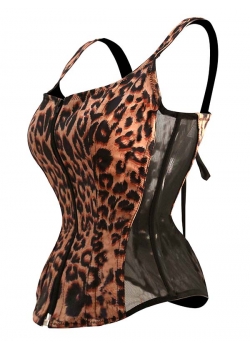 Sexy Woman Brown Overbust Corset