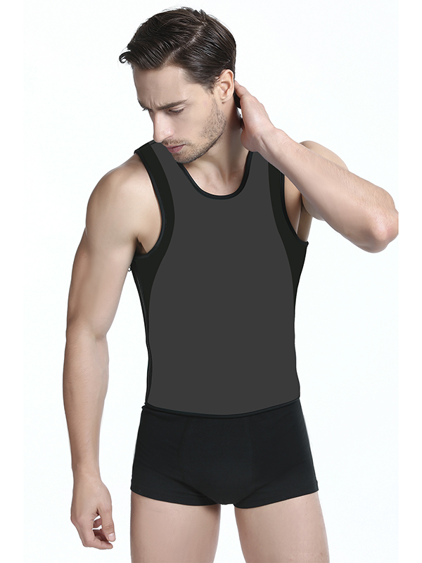 Grey Fashion Men Latex Tank Corset