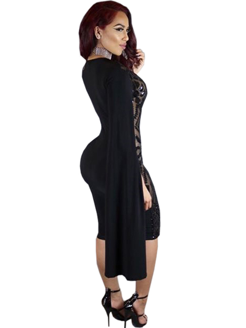 Sexy Black V-neck Bodycon Dress