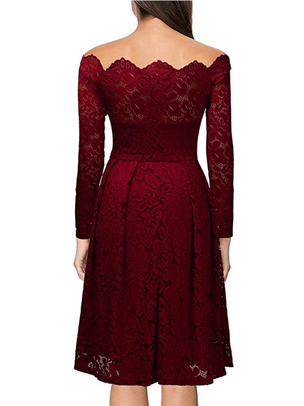 Sexy Off Shoulder Red Lace Dress