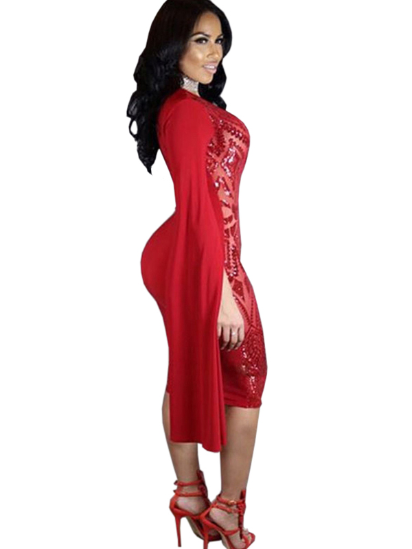 Sexy Red V-neck Bodycon Dress