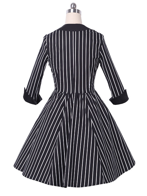 Vintage Stripe Black Women Dress