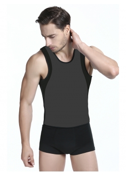 Grey Fashion Men Latex Tank Corset