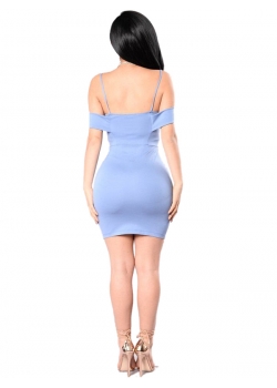 Light Blue Women Sexy Mini Dress