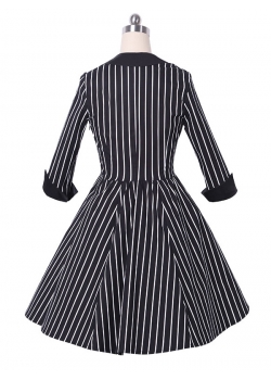 Vintage Stripe Black Women Dress
