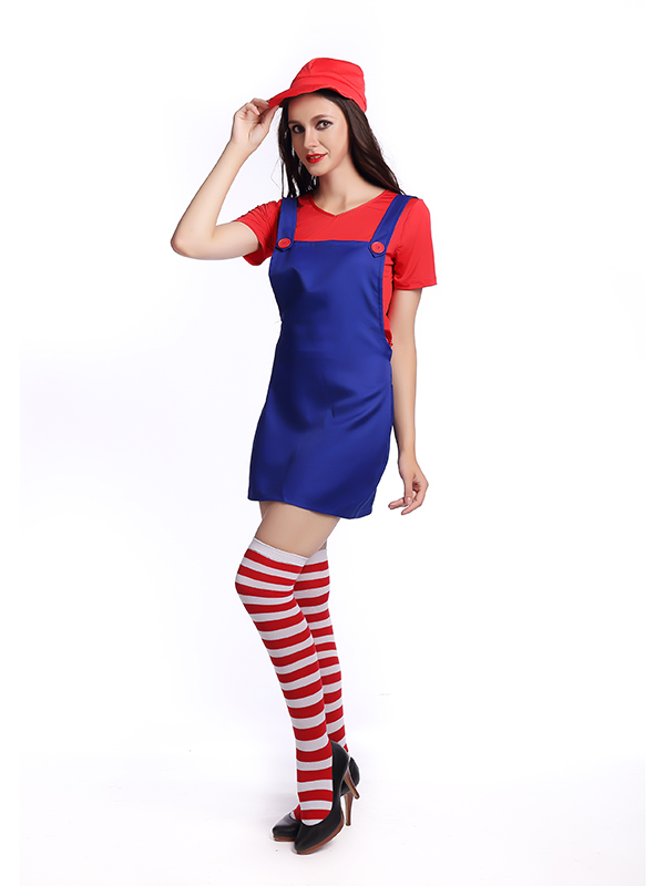 Fashion Women Mario Costume Mini Dress