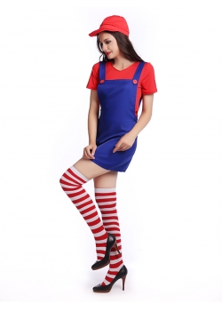 Fashion Women Mario Costume Mini Dress