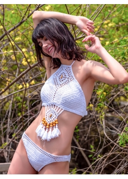 Sexy White Crochet Bikini Sec