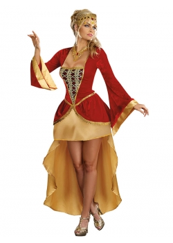 Fashion Red Deluxe Costume Dress With Headwear