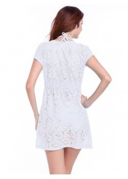 Sexy White Beachwear Lace Dress