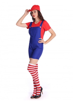 Women Fashion Harness Pants Mario Costume