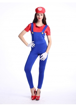 Women Fashion Long Jumpsuit Mario Costume