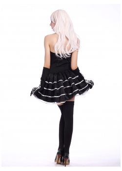 Women Sexy Black Strapless Dress Halloween Costume