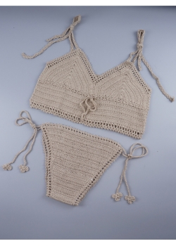 Yellow Sexy Crochet Bikini Set