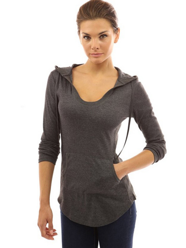 Dark Grey Fashion Women Blouse With Hat