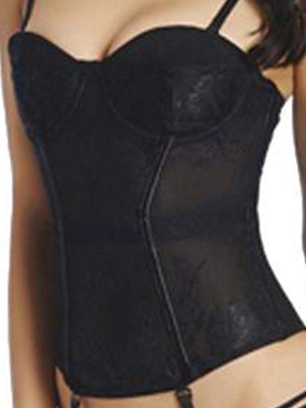Fashion Women Lace Black Solid Corset