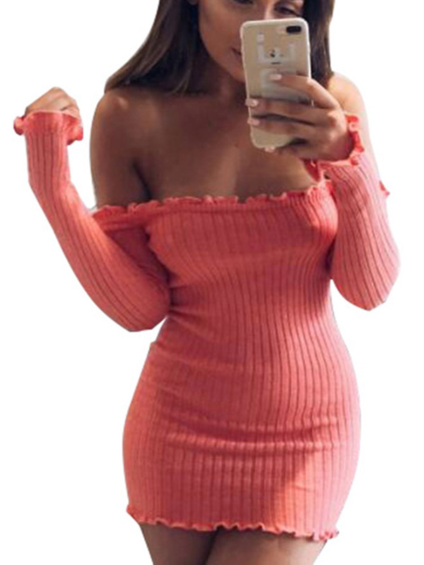 Sexy Off Shoulder Long Sleeve Sweater Dress