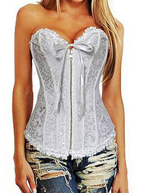 Sexy White Women Overbust Corset