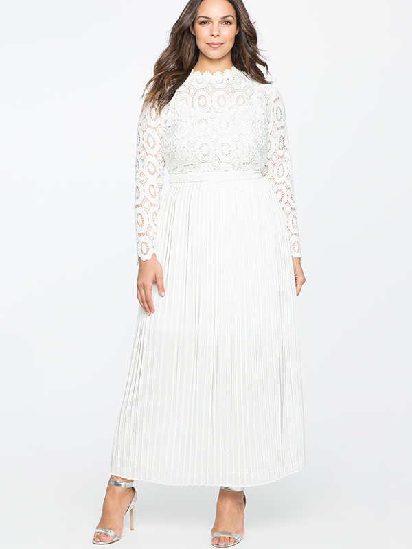 Women White Long Sleeve Maxi Dress