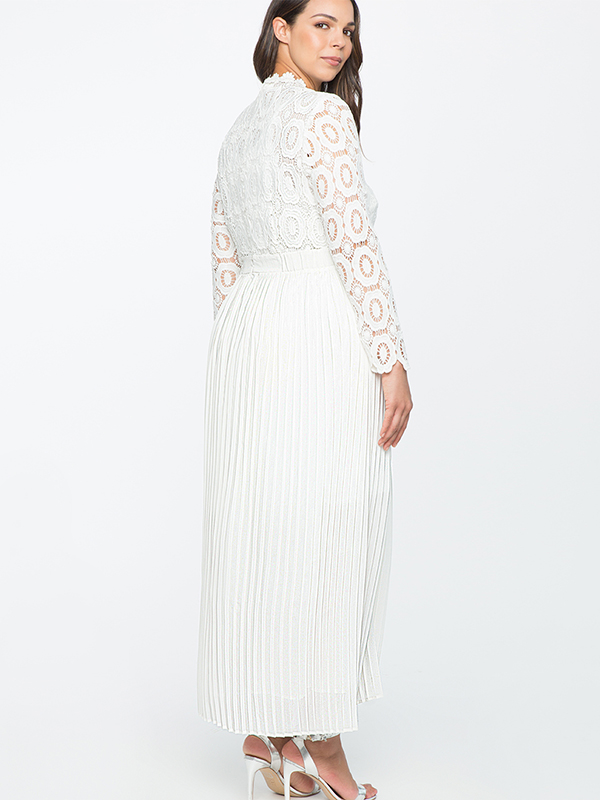 Women White Long Sleeve Maxi Dress