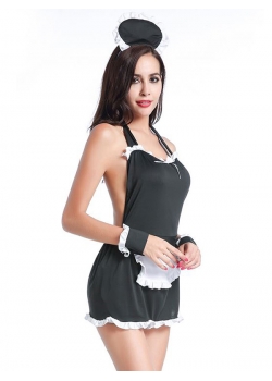 Black Adult Cosplay French Maid Costume