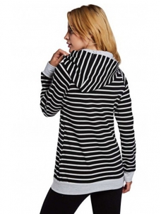 Black Black Stripe Double Hooded Sweatshirt