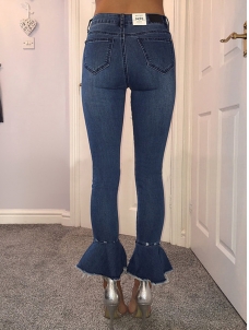 Unique Design Fitted Jeans with Wide Legges