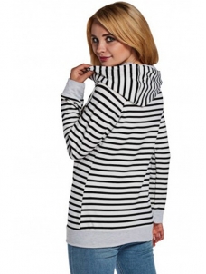 White Black Stripe Double Hooded Sweatshirt